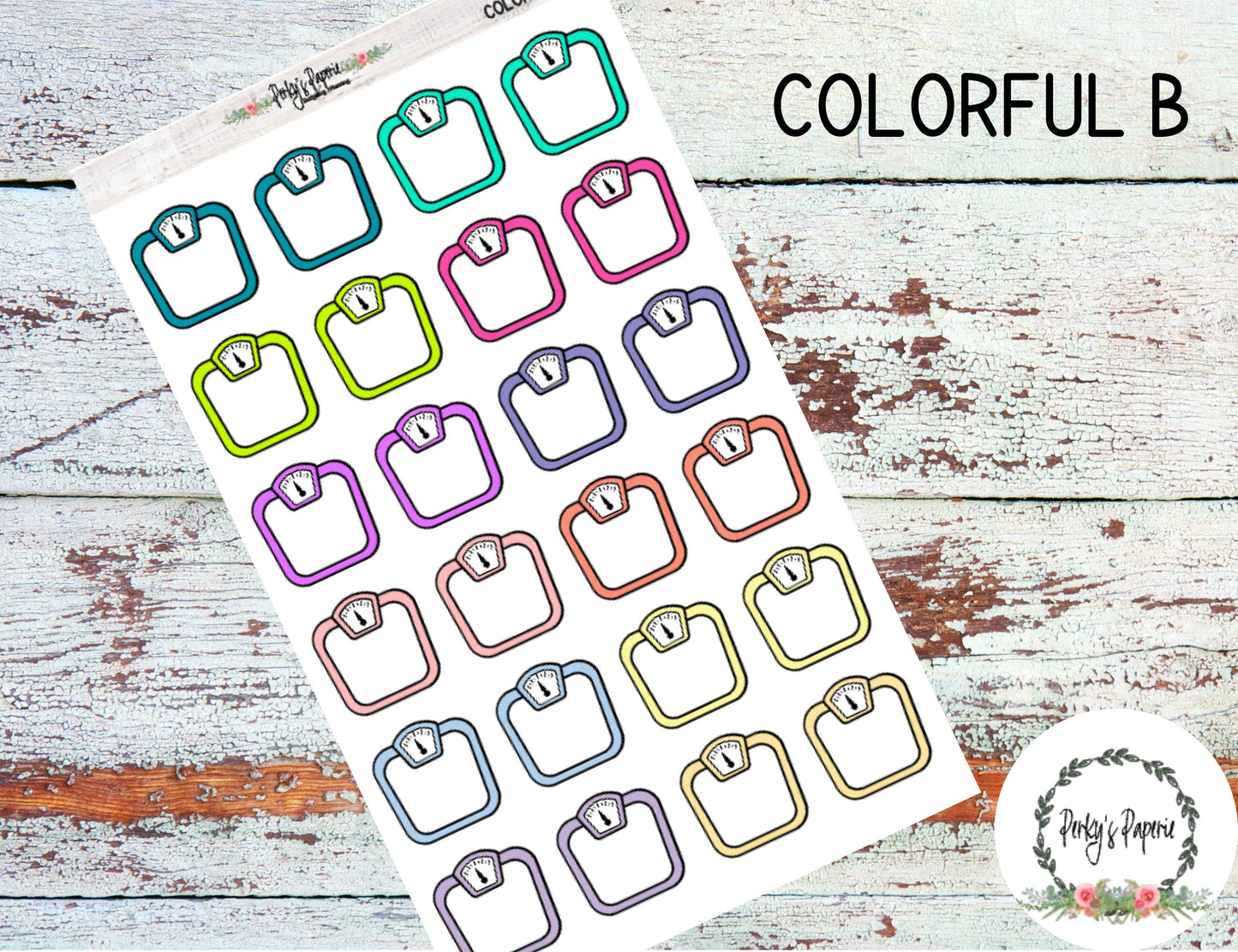 Large Weight Bathroom Scale Icon Planner Box Stickers | Weigh In | Decorative | EC | Happy Planner | Bujo | Hobonici