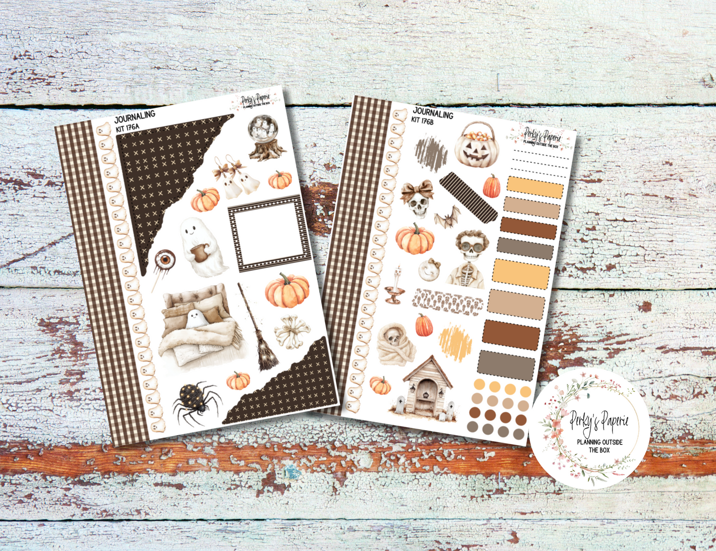 Sweet Halloween Journal, Scrapbook, Daily Planner Sticker Kit 176, Weekly and Daily Journaling Kit