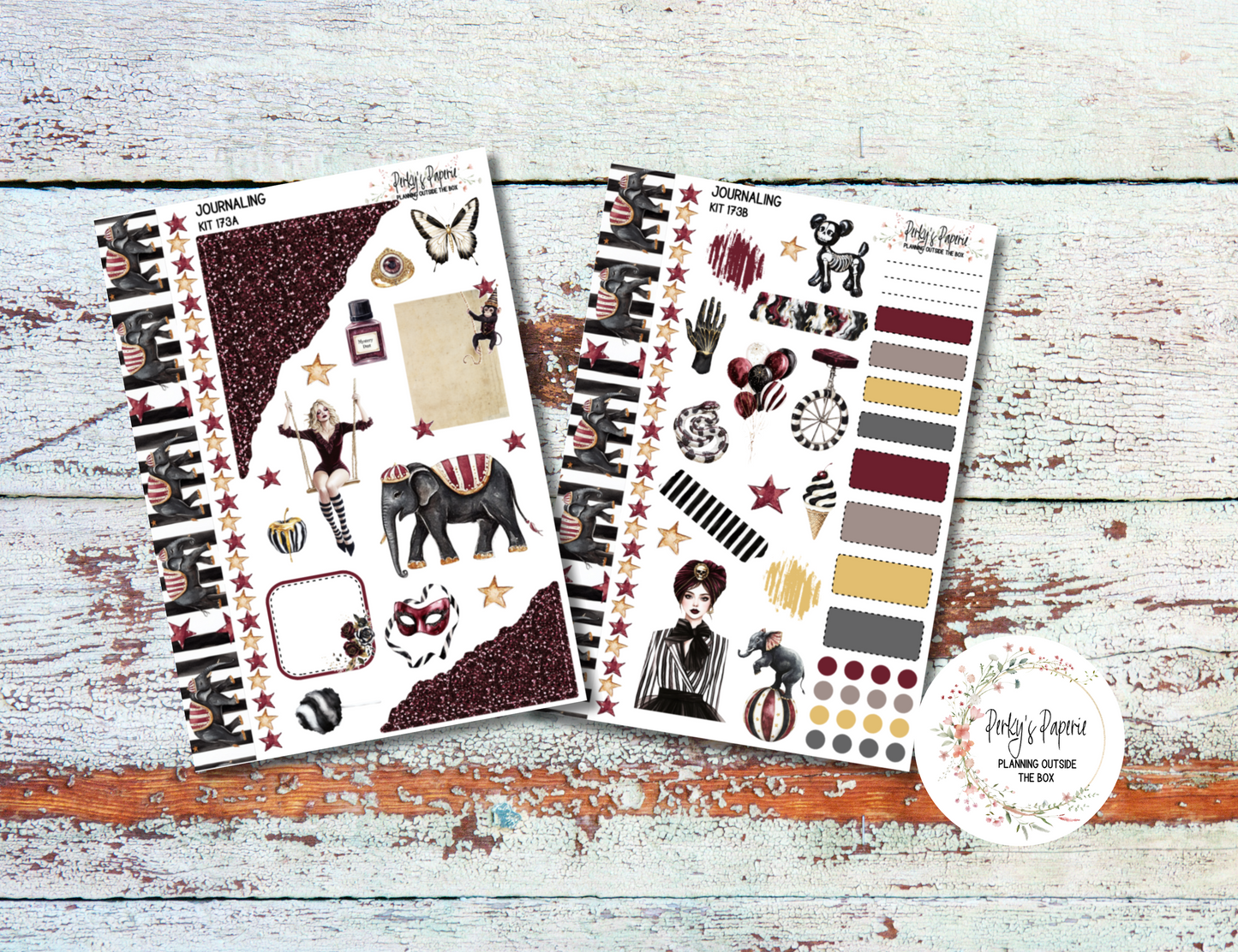 Sinister Carnival Journal, Scrapbook, Daily Planner Sticker Kit 173, Weekly and Daily Journaling Kit
