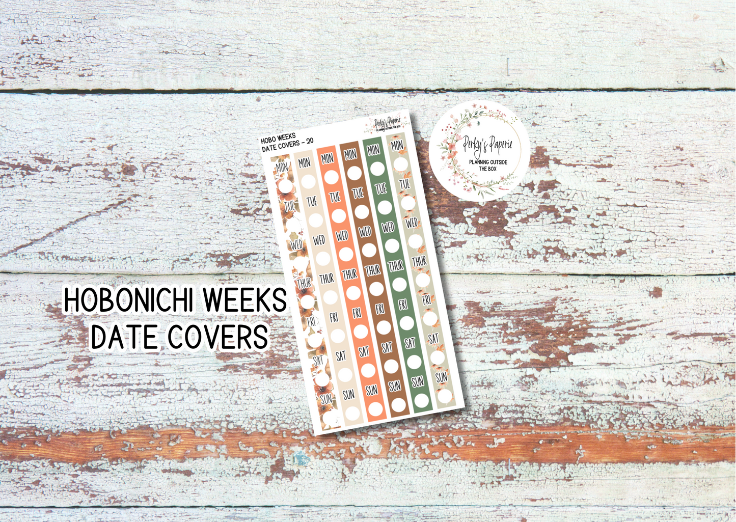Cozy Fall Hobonichi Weeks Date Cover Planner Stickers Kit 20, Weekly Planning, Date Strips, Colorful and Patterned
