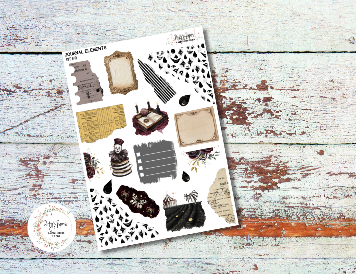 Sinister Carnival Journal Elements Kit #173 | Halloween Planner Stickers