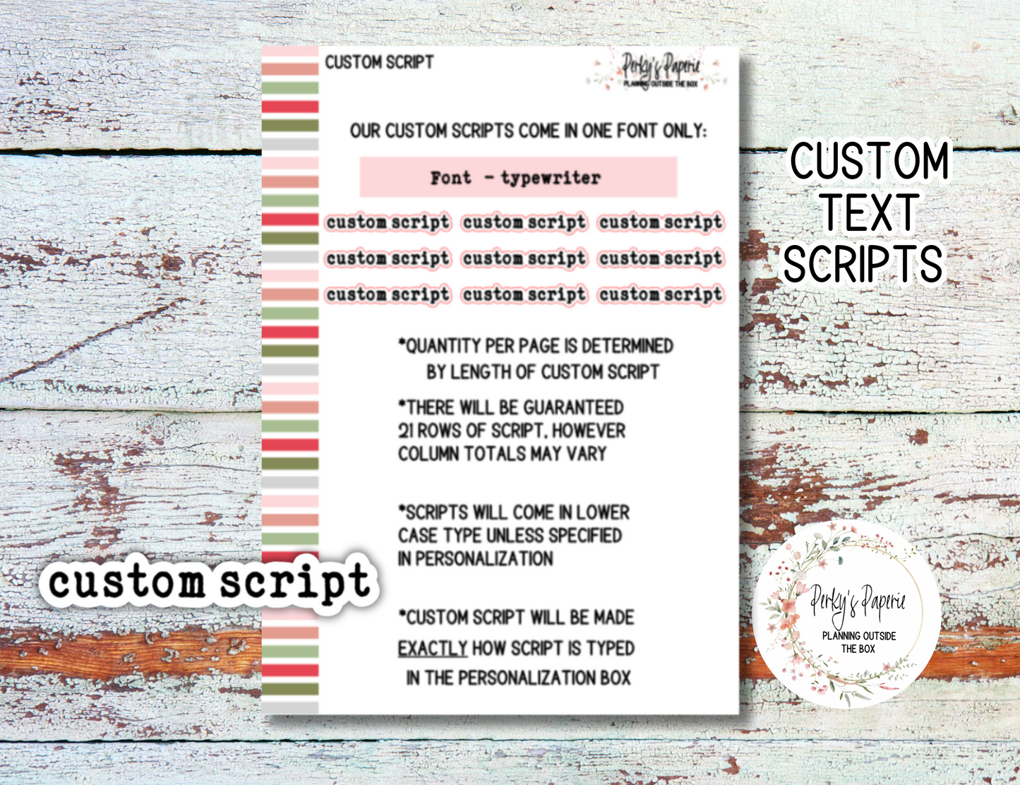Custom Typewriter Script Planner Stickers, Personalized Text, Personalized Planner Sticker and Customizable Sticker