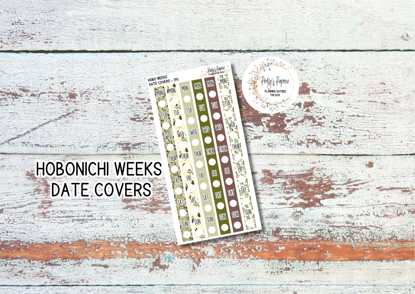 Olive Harvest in Tuscany Fall Hobonichi Weeks Date Cover Planner Stickers Kit 170, Weekly Planning, Date Strips, Colorful and Patterned