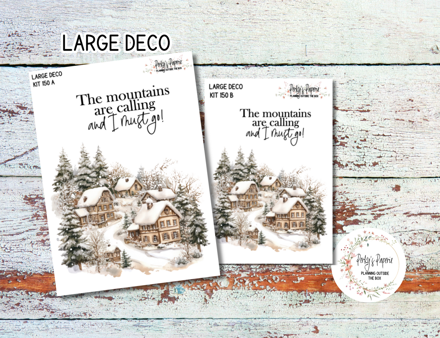 Transparent Extra Large, Jumbo Deco Planner Sticker For Your Overview Pages, Blank Daily Pages or Journal Page Ski Lodge Kit 150