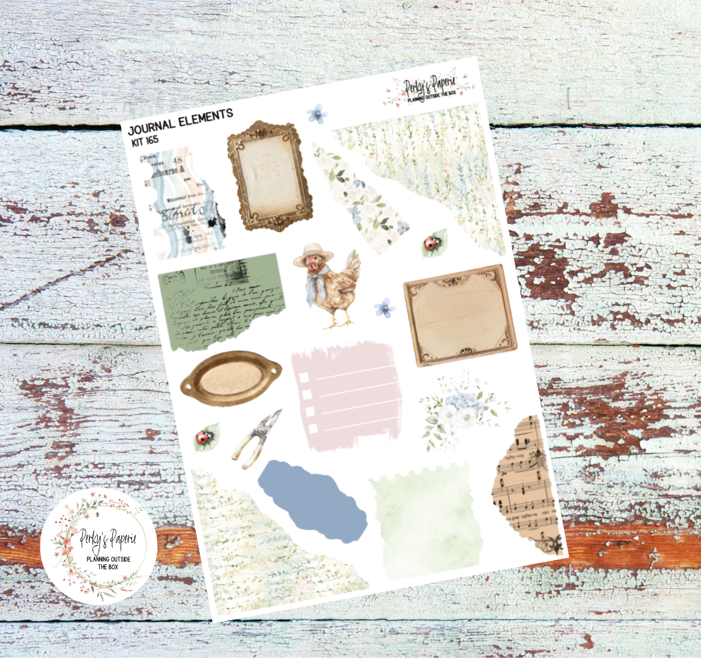 Journal Elements, Summer Flower Garden Kit #165 | Summer and Spring Planner Stickers