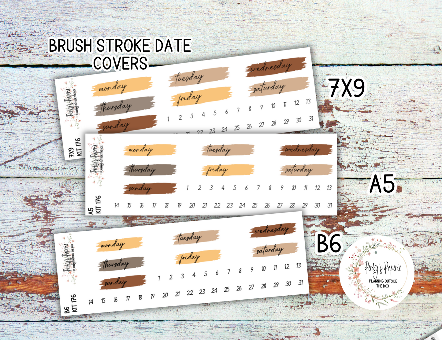 Sweet Halloween Brush Stroke Mixed Color Date Covers Colorful Planner Stickers for Various Planners Kit 176, Days of the Week Date Cover, Redate Stickers