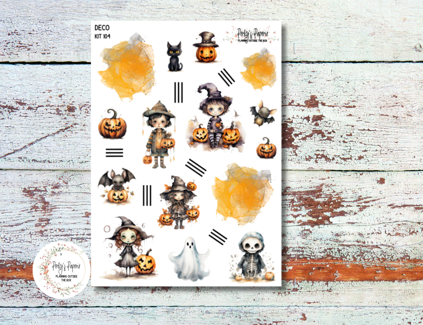 Halloween Night of Trick or Treating Full Sheet Deco Planner Stickers Kit 104, Decorative Planning, Journaling Stickers, Junk Journal, Planner Stickers