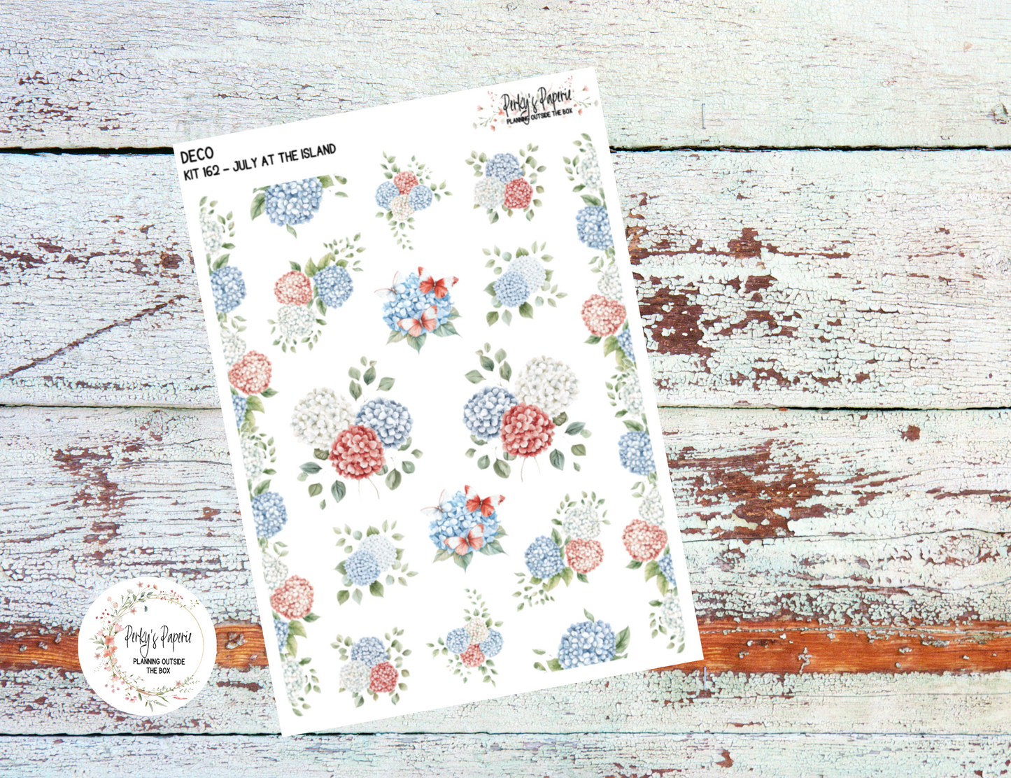 July At The Island Fourth of July, Memorial Day Deco Sticker Sheet – Kit #162 | Aesthetic Planner Stickers | Fits All Planners
