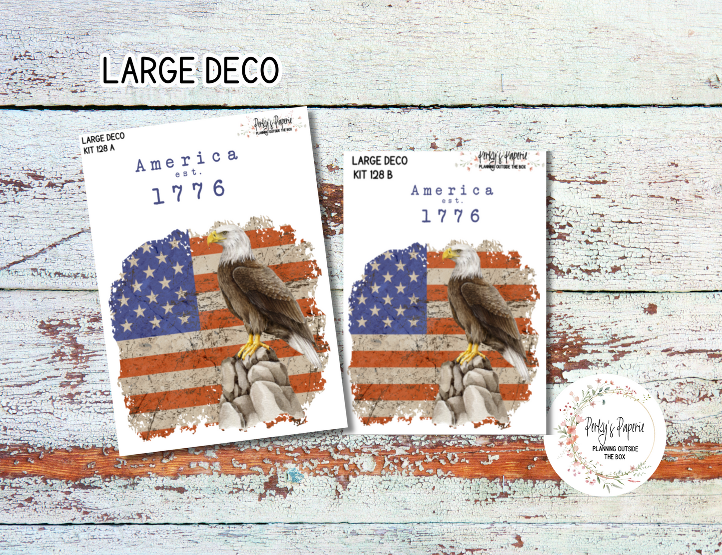 Transparent Extra Large, Jumbo Deco Planner Sticker For Your Overview Pages, Blank Daily Pages or Journal Page, Fourth of July Kit 128