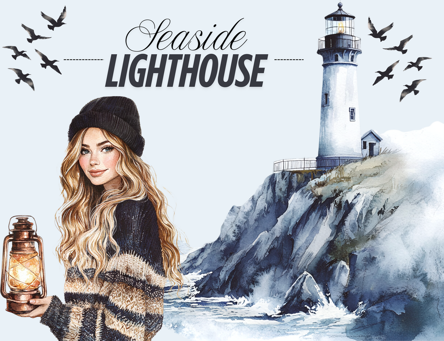 Seaside Lighthouse Sticker Sheets # 168 – Moody & Aesthetic Planner Stickers