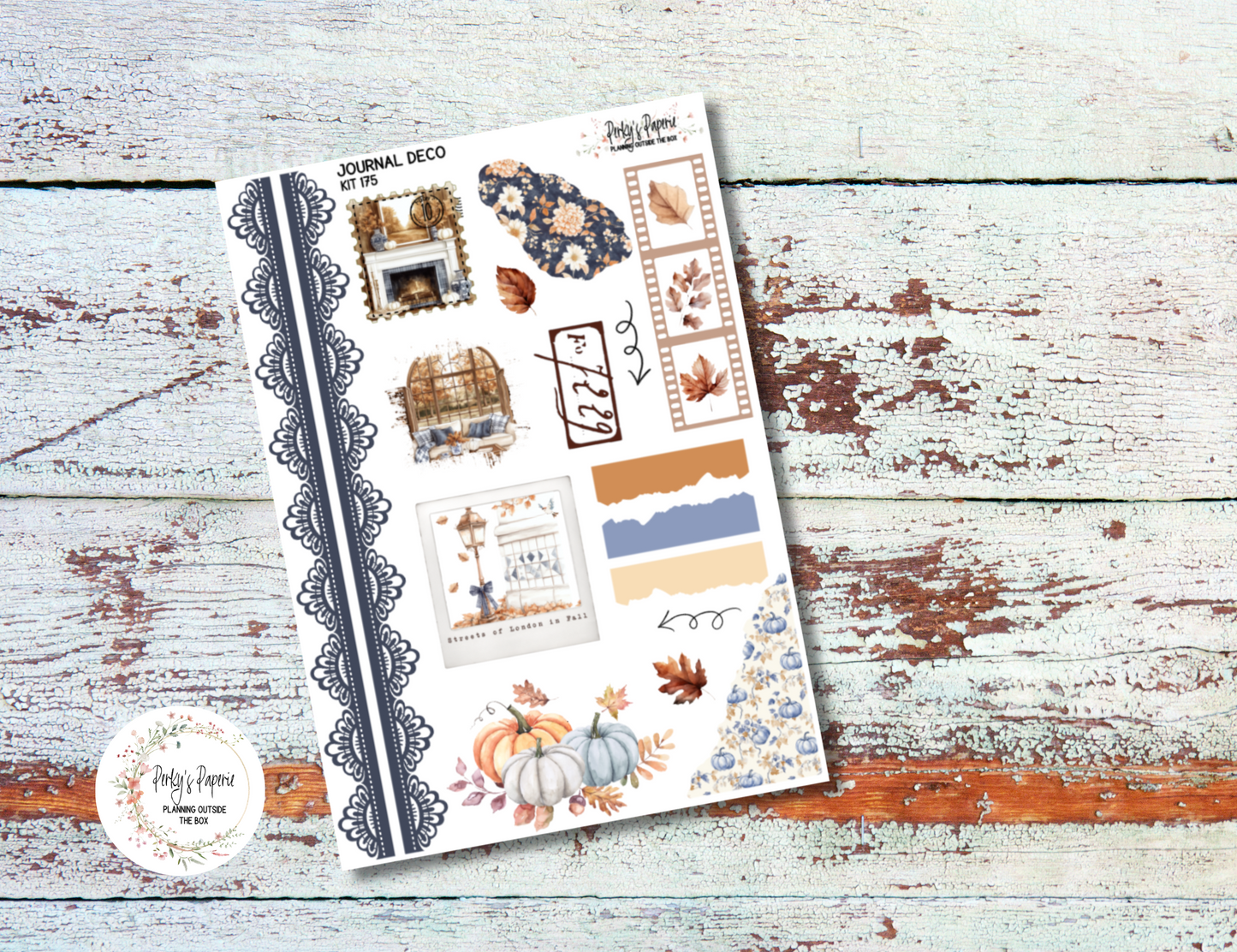Autumn at Foxbury Manor Journal Deco Sticker Sheet – Kit #175 | Aesthetic Planner Stickers | Fits All Planners