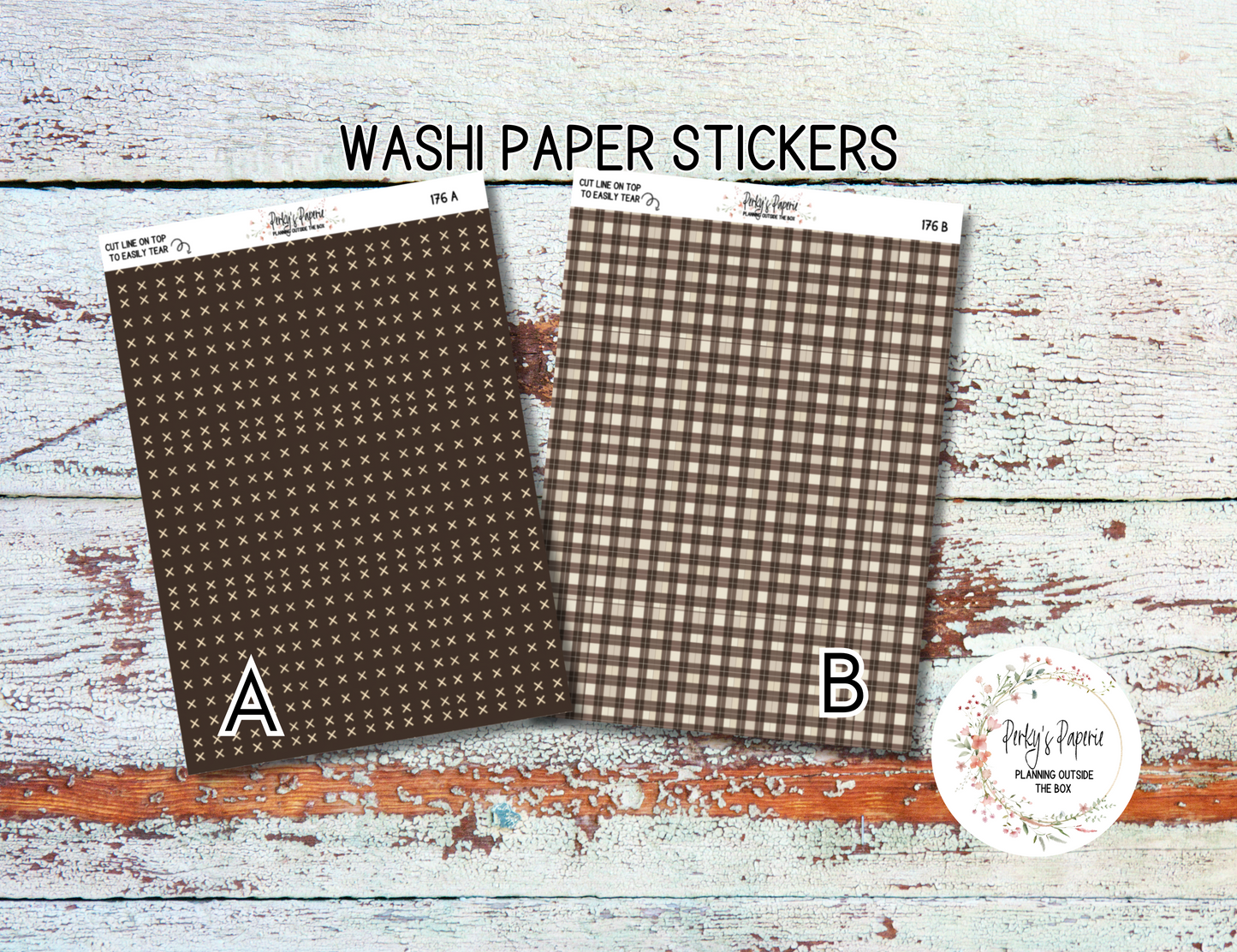 Sweet Halloween Washi Paper Tearable Stickers Kit 176 - Xs and Plaid