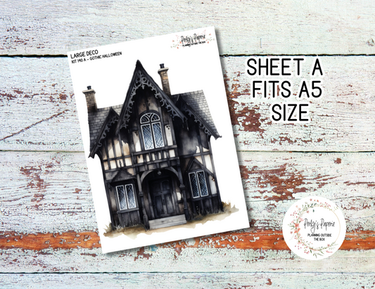 Transparent Extra Large, Jumbo Deco Planner Sticker For Your Overview Pages, Blank Daily Pages or Journal Page Gothic Halloween Kit 140