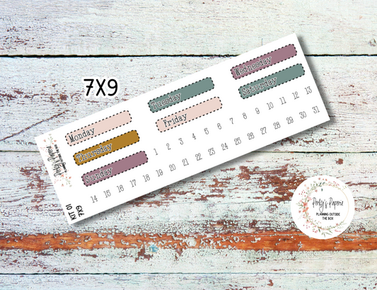 Pink Elegant Pumpkins Stitched Box Mixed Color Date Covers Colorful Planner Stickers for Various Planners Kit 01, Days of the Week Date Cover, Redate Stickers