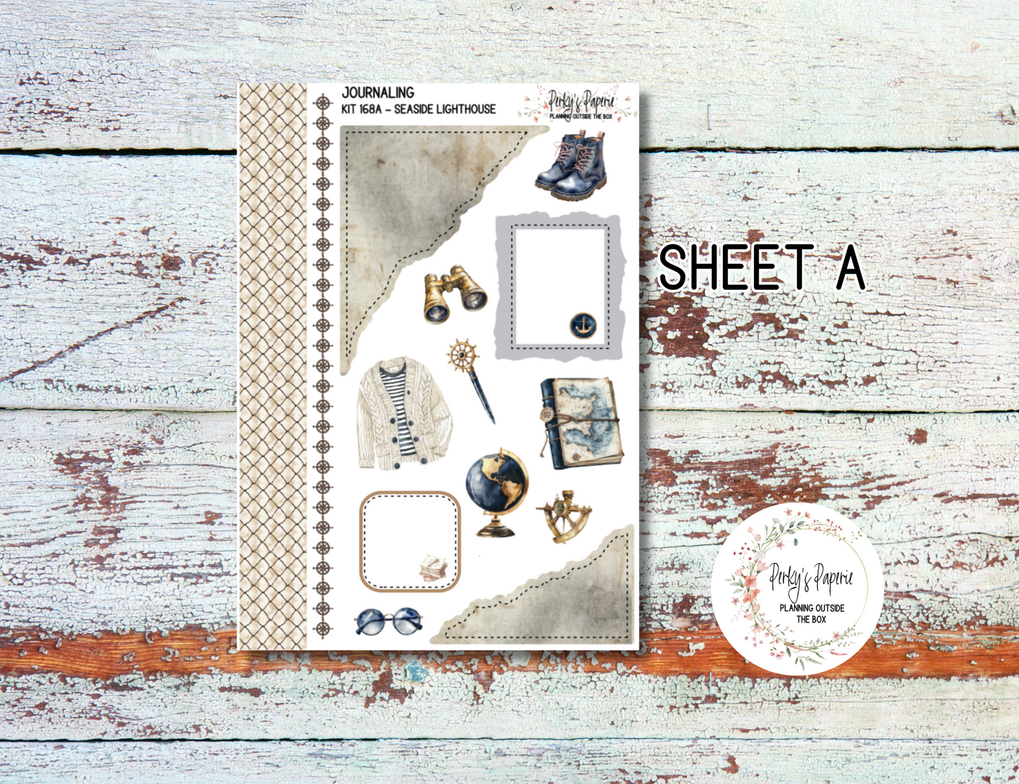 Seaside Lighthouse Journal, Scrapbook, Daily Planner Sticker Kit 168, Weekly and Daily Journaling Kit,