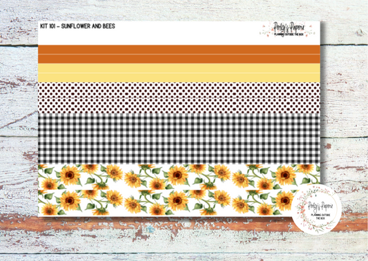 Sunflowers and Bees Weekly Washi Sticker Sheet 101, Fall Functional and Decorative Stickers, Planner Stickers