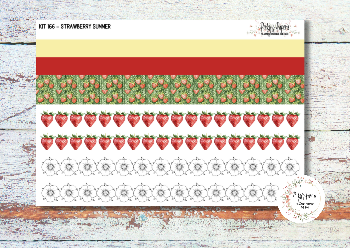 Strawberry Summer Weekly Washi Sticker Sheet 166, Summer and Spring Functional and Decorative Stickers, Planner Stickers