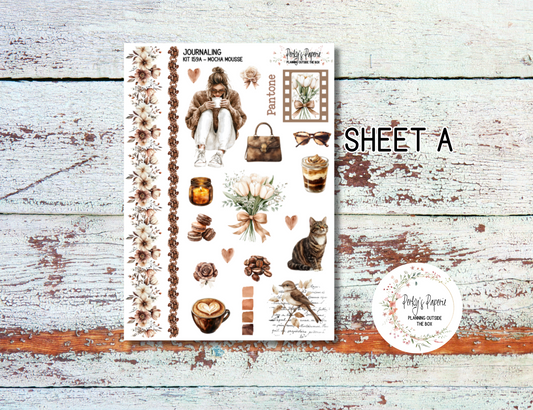 Mocha Mousse Journaling Sticker Kit 159, Planner Stickers for Weekly Layouts, Functional & Decorative Coffee-Themed Stickers for All Planner Sizes
