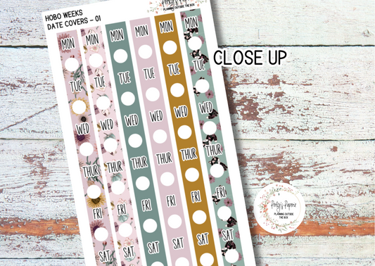Pink Elegant Pumpkin Hobonichi Weeks Date Cover Planner Stickers Kit 01, Weekly Planning, Date Strips, Colorful and Patterned