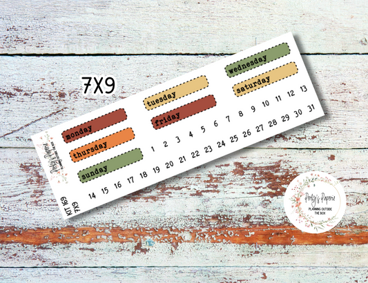 An Apple A Day Stitched Box Mixed Color Date Covers Colorful Planner Stickers for Various Planners Kit 169, Days of the Week Date Cover, Redate Stickers