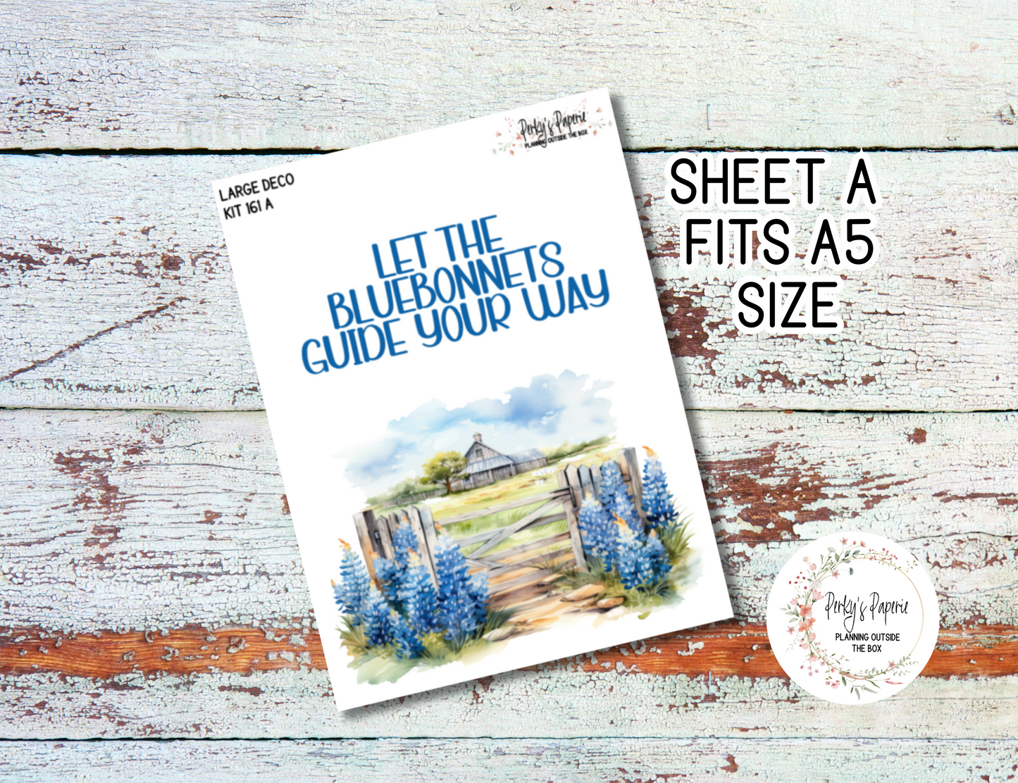 Transparent Extra Large, Jumbo Deco Planner Sticker For Your Overview Pages, Blank Daily Pages or Journal Page Texas Bluebonnet Field 161