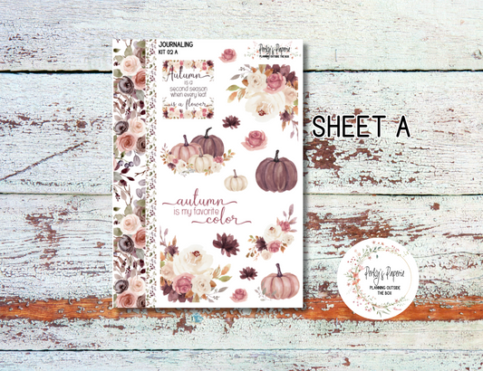Blushing Blooms Decorative Journal Planner Sticker Kit 02, All Planner Sizes, Fits Monthly, Weekly, and Daily Pages, Creative Journaling, Journaling Kit for Fall, Autumn, Elegant, Pumpkins