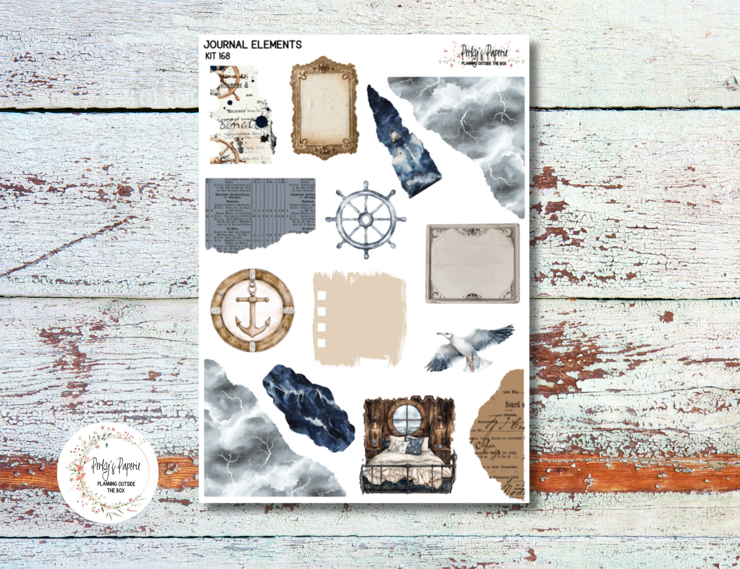 Seaside Lighthouse Elements Kit #168 | Moody Fall and Nautical Planner Stickers
