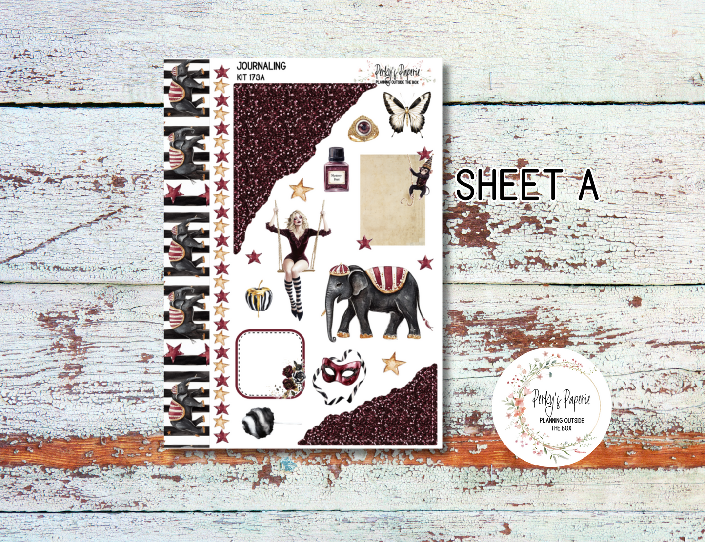 Sinister Carnival Journal, Scrapbook, Daily Planner Sticker Kit 173, Weekly and Daily Journaling Kit