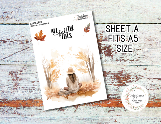 Transparent Extra Large, Jumbo Deco Planner Sticker For Your Overview Pages, Blank Daily Pages or Journal Page Autumn Feels Kit 143