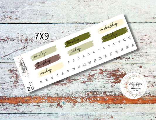 Olive Harvest in Tuscany Brush Stroke Mixed Color Date Covers Colorful Planner Stickers for Various Planners Kit 170, Days of the Week Date Cover, Redate Stickers