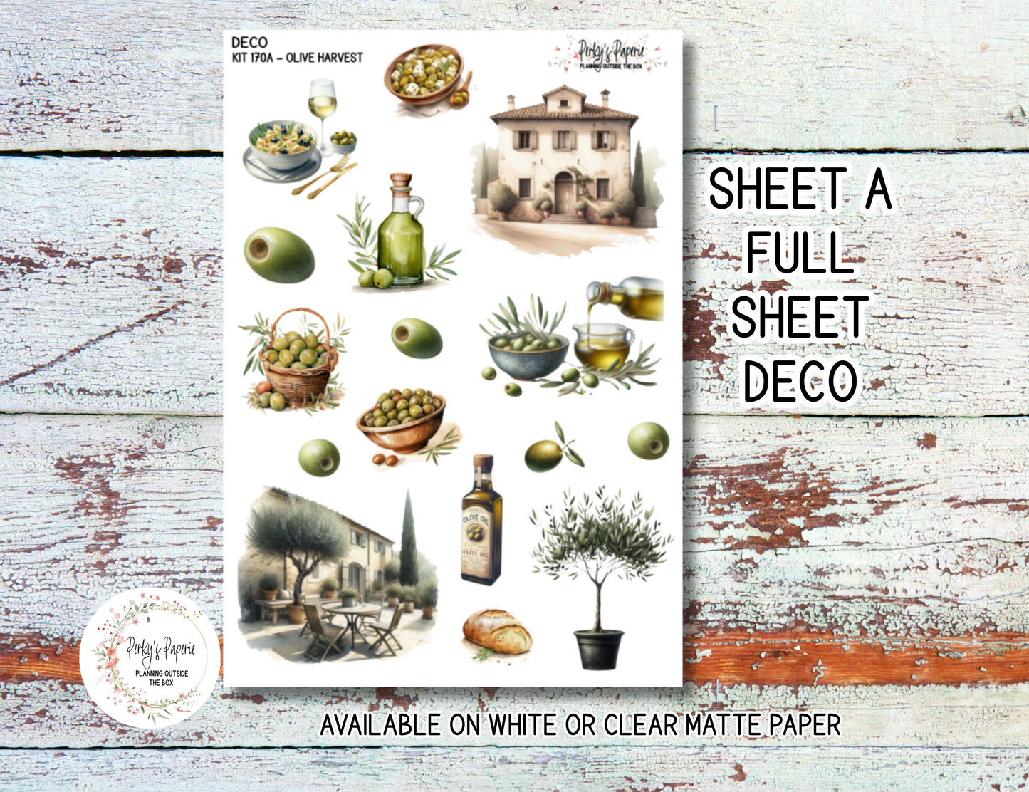 Olive Harvest in Tuscany Sticker Sheets # 170 – Fall and Autumn Planner Stickers