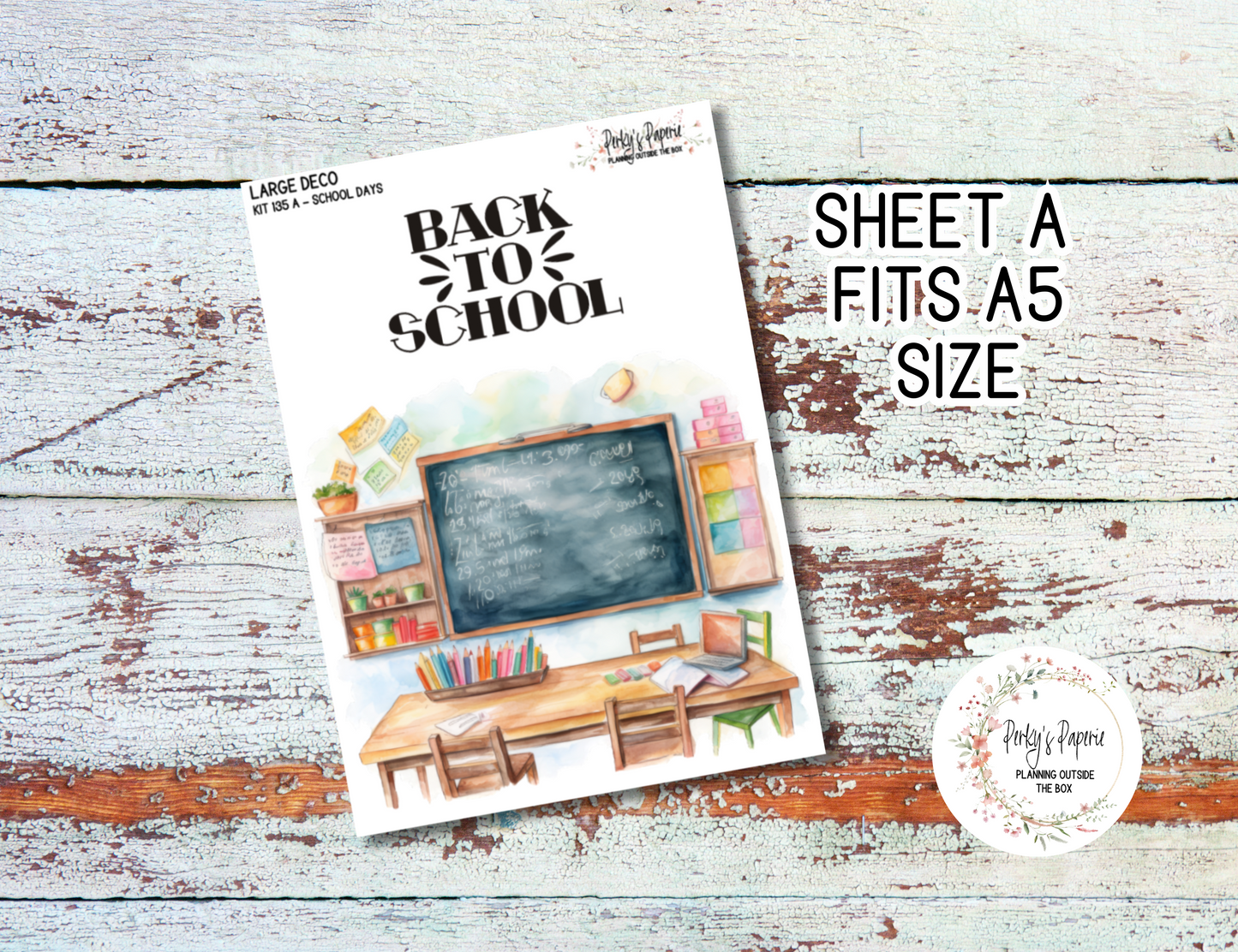 Transparent Extra Large, Jumbo Deco Planner Sticker For Your Overview Pages, Blank Daily Pages or Journal Page School Days Kit 135