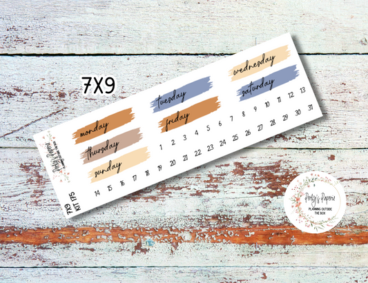 Autumn at Foxbury Manor Brush Stroke Mixed Color Date Covers Colorful Planner Stickers for Various Planners Kit 175, Days of the Week Date Cover, Redate Stickers
