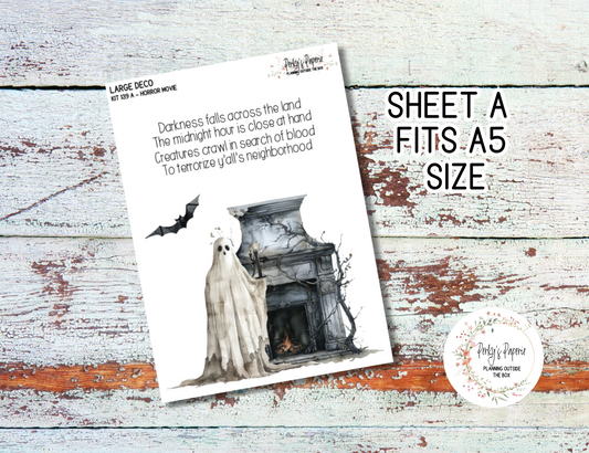 Transparent Extra Large, Jumbo Deco Planner Sticker For Your Overview Pages, Blank Daily Pages or Journal Page Halloween Horror Movie 139