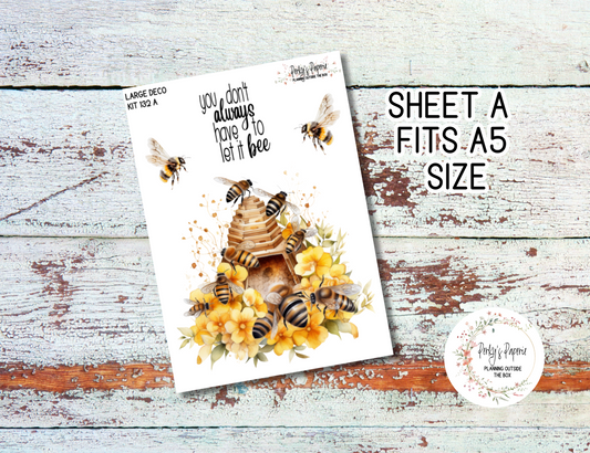 Transparent Extra Large, Jumbo Deco Planner Sticker For Your Overview Pages, Blank Daily Pages or Journal Page Honey Bee Fields 132