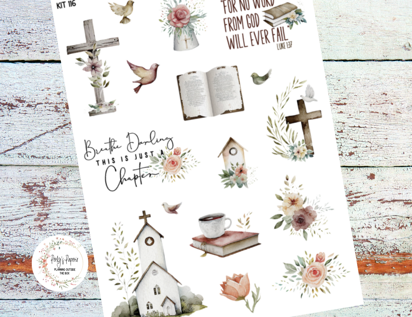 Christian Full Sheet Deco Planner Stickers Kit 116, Decorative Stickers for All Planner Types