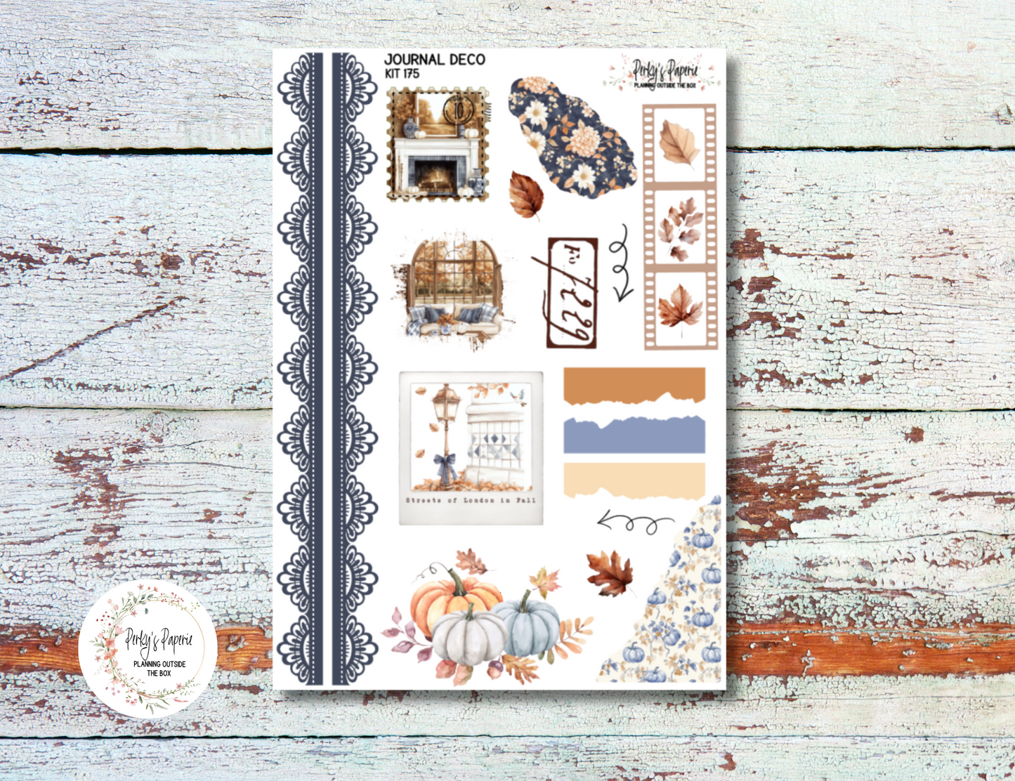 Autumn at Foxbury Manor Journal Deco Sticker Sheet – Kit #175 | Aesthetic Planner Stickers | Fits All Planners