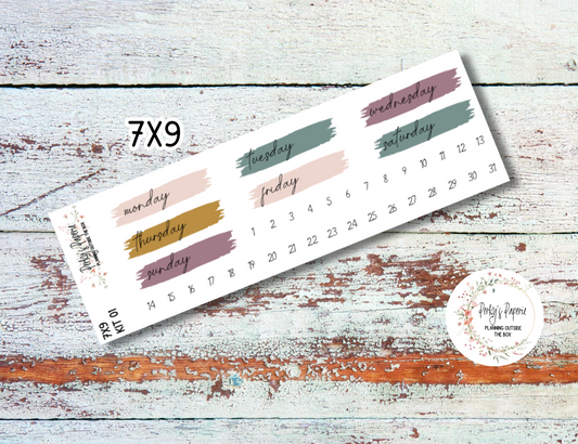 Pink Elegant Pumpkins Brush Stroke Mixed Color Date Covers Colorful Planner Stickers for Various Planners Kit 01, Days of the Week Date Cover, Redate Stickers