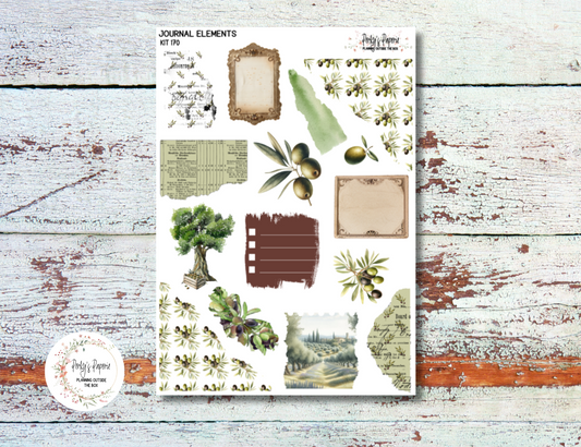 Olive Harvest in Tuscany Journal Elements Kit #170 | Fall Planner Stickers