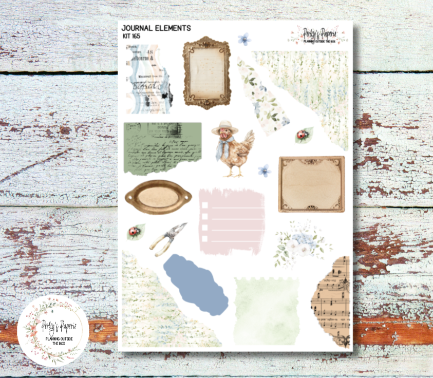 Journal Elements, Summer Flower Garden Kit #165 | Summer and Spring Planner Stickers
