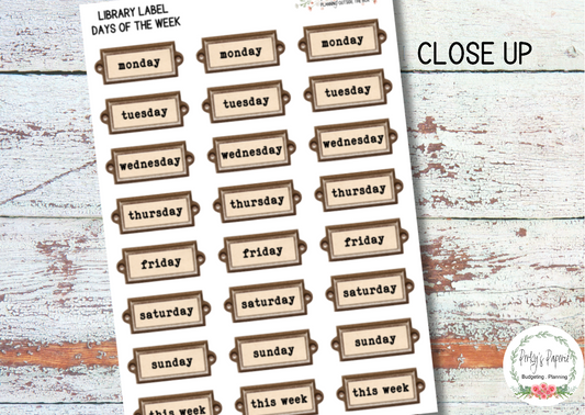 Library Date Headers, Days of the Week Planner Stickers, Planner Date Stickers, Date Headers, Planner Redate, Undated Journal Stickers