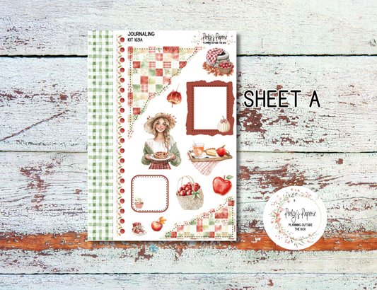 An Apple A Day Fall Journal, Scrapbook, Daily Planner Sticker Kit 169, Weekly and Daily Journaling Kit