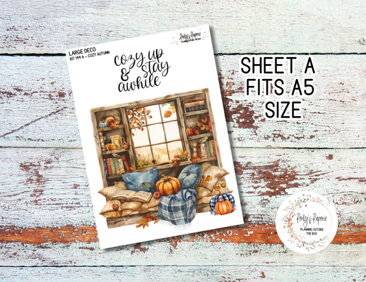 Transparent Extra Large, Jumbo Deco Planner Sticker For Your Overview Pages, Blank Daily Pages or Journal Page Cozy Fall Kit 144