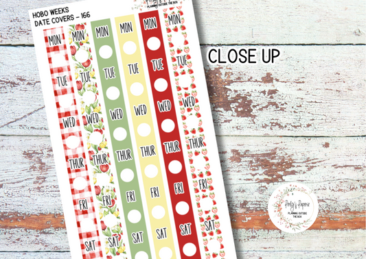Strawberry Summer Hobonichi Weeks Date Cover Planner Stickers Kit 166, Weekly Planning, Date Strips, Colorful and Patterned