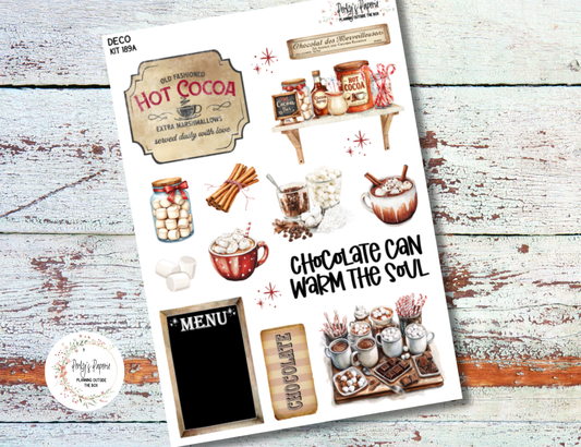 Hot Cocoa Bar Sticker Kit | Cozy Winter Planner Stickers | Vintage Hot Chocolate Stickers for Journaling, Scrapbooking & Planner Decorating | Kit 189