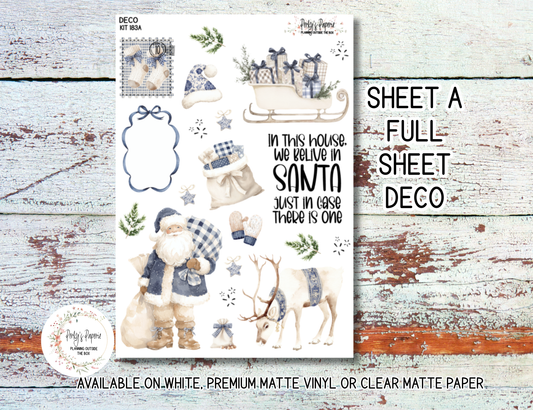 Blue Noel Christmas Planner Sticker Kit 183 | Cozy Winter Santa Stickers for Journaling, Planning & Scrapbooking