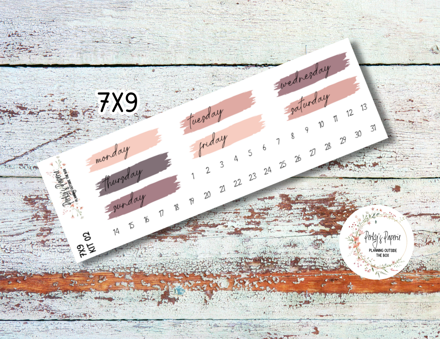 Blushing Blooms Brush Stroke Mixed Color Date Covers Colorful Planner Stickers for Various Planners Kit 02, Days of the Week Date Cover, Redate Stickers