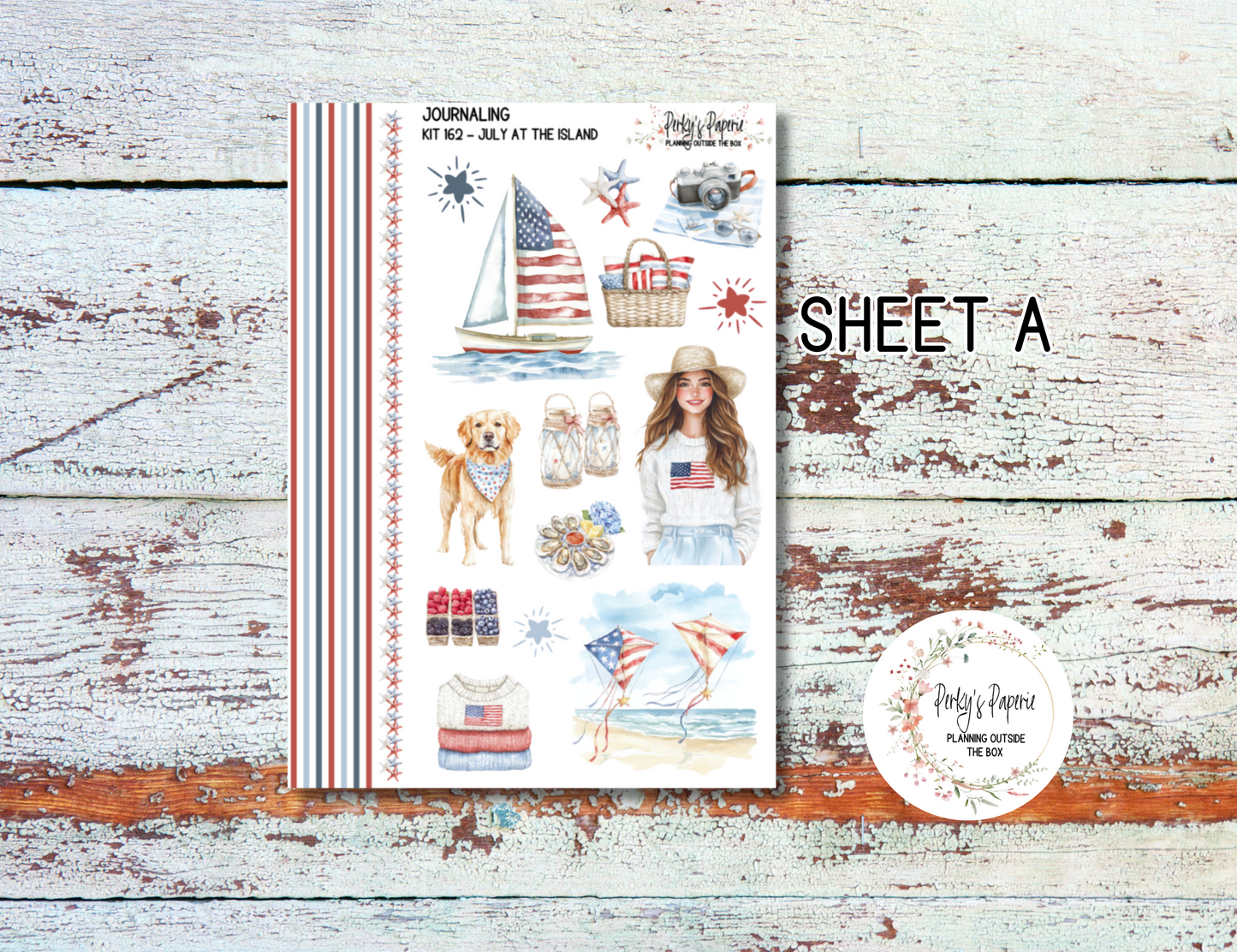 Fourth of July Decorative Journal Planner Sticker Kit 162 for All Planner Sizes | Fits Monthly, Weekly, and Daily Pages | Functional Stickeral & Decorative Stickers For All Planner Sizes