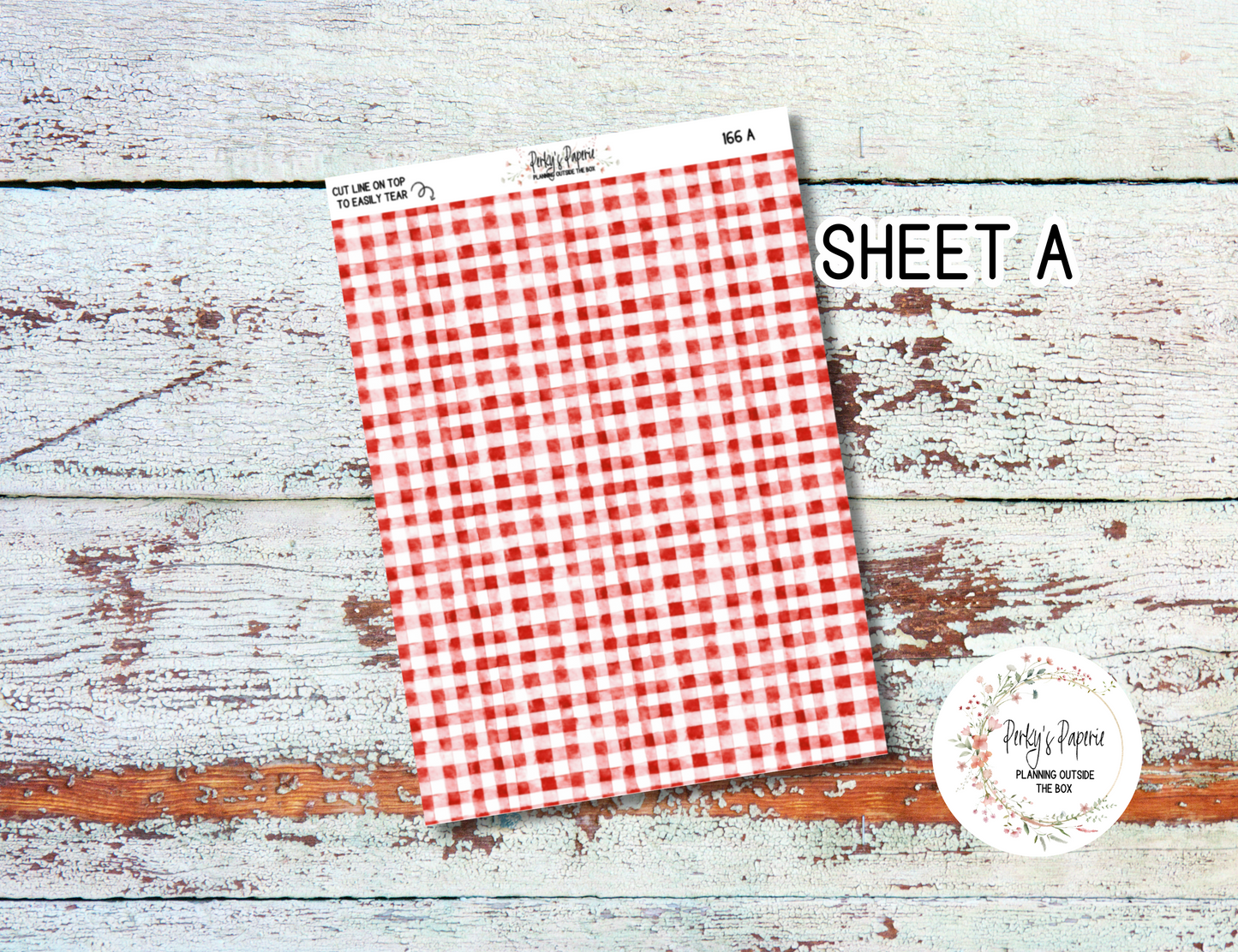 Strawberry Summer Washi Paper Tearable Stickers Kit 166 - Red Buffalo Check and Jute Weave