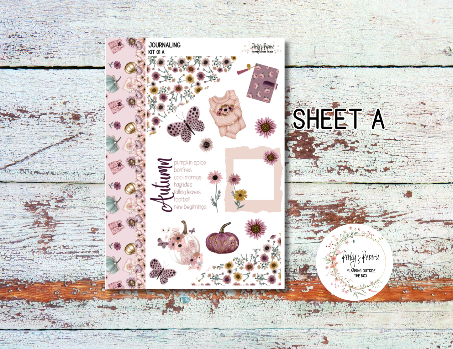 Pink Elegant Pumpkin Journal, Scrapbook, Hobonichi Cousin Daily Planner Sticker Kit 01, Weekly and Daily A5 Journaling Kit for Fall, Autumn, Elegant, Pumpkins